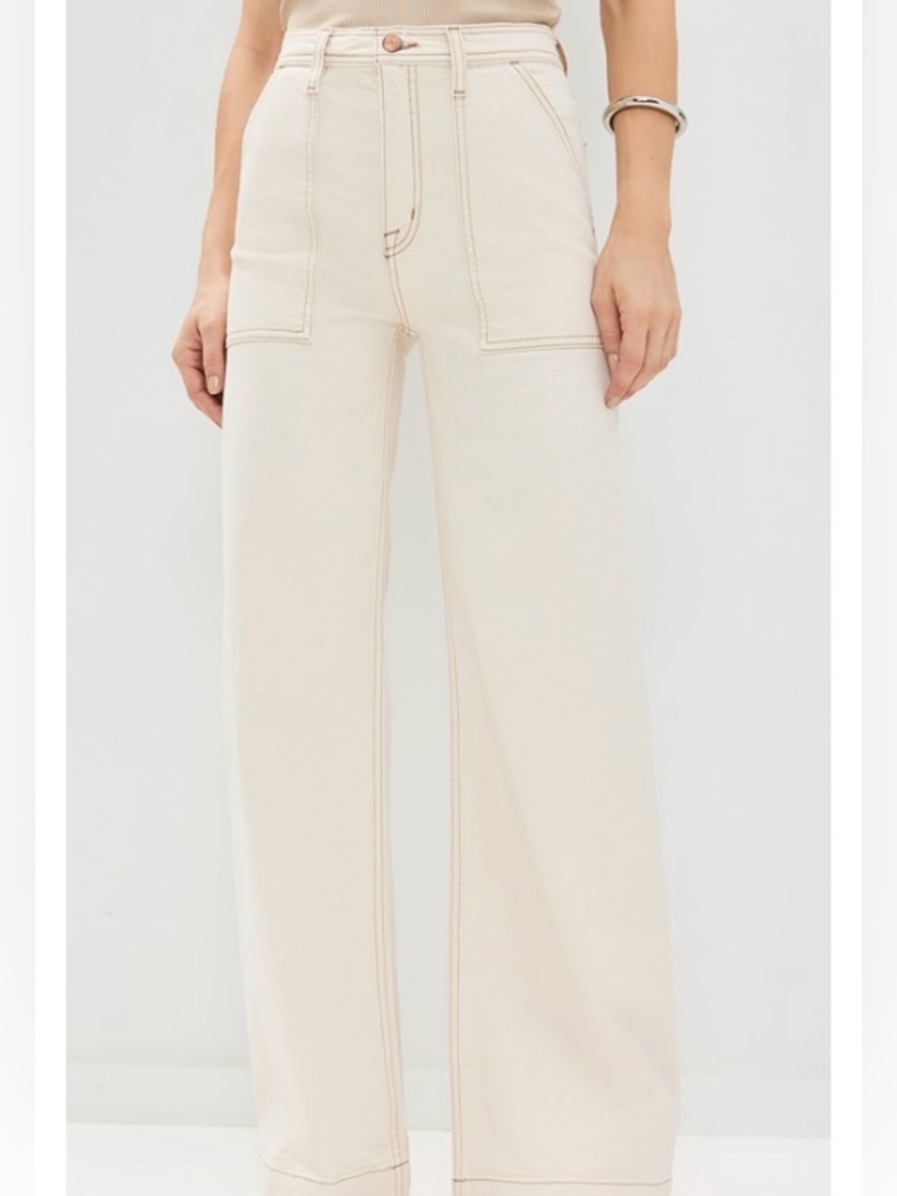 Pistola Penny Utility Pants Wide Leg high rise Ecru Sz 24